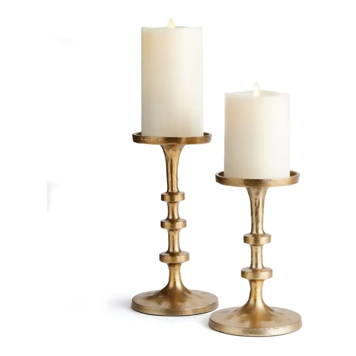 Gold Pillar Candle Holders, Set of 2