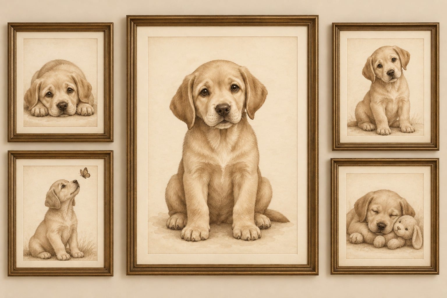 The Chesterfield Puppy Gallery, Set of Five