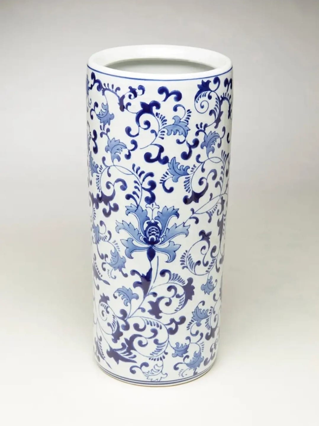 Blue & White Floral Porcelain Umbrella Stand