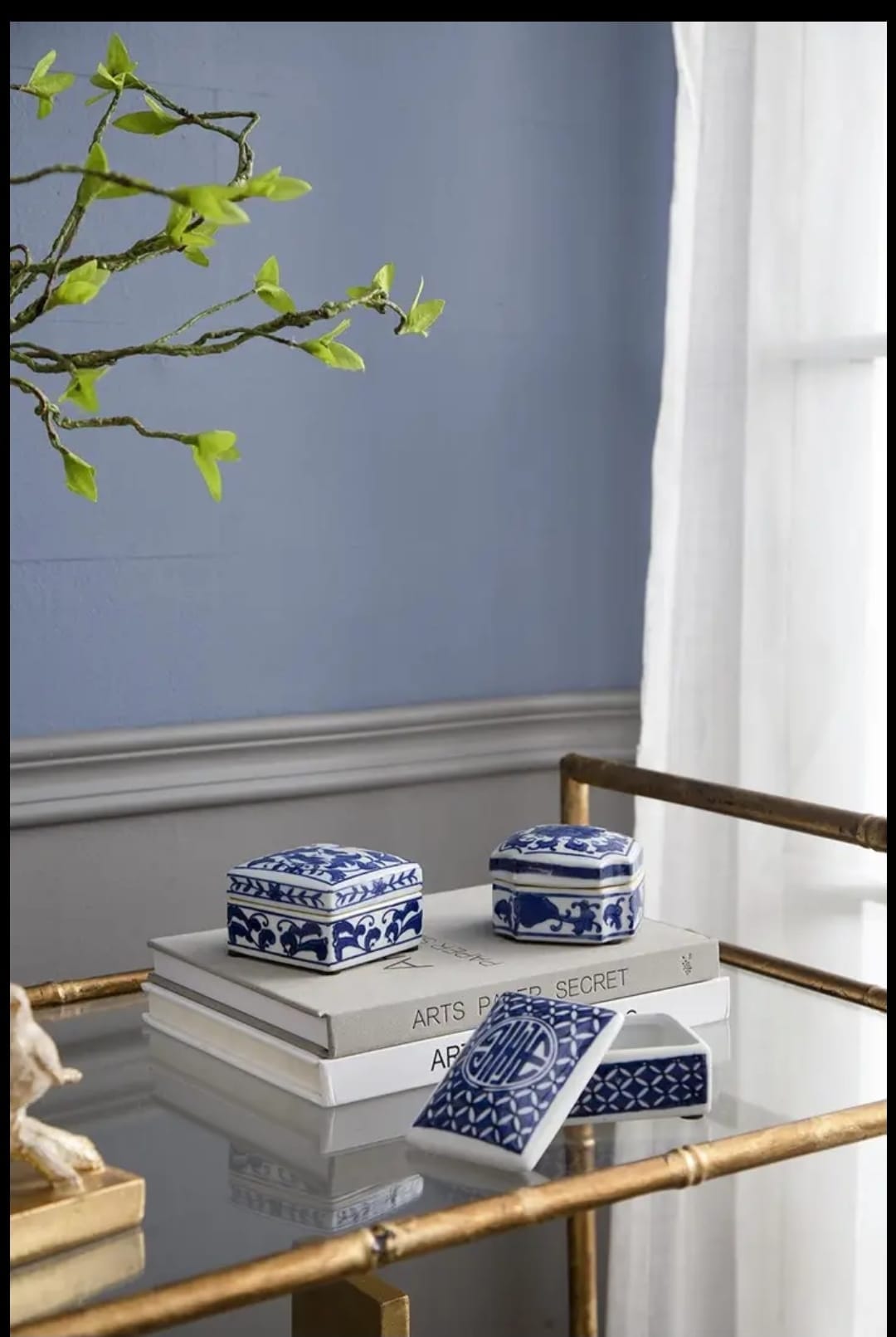 Leith Blue & White Lidded Boxes, Set of 3 — additional view