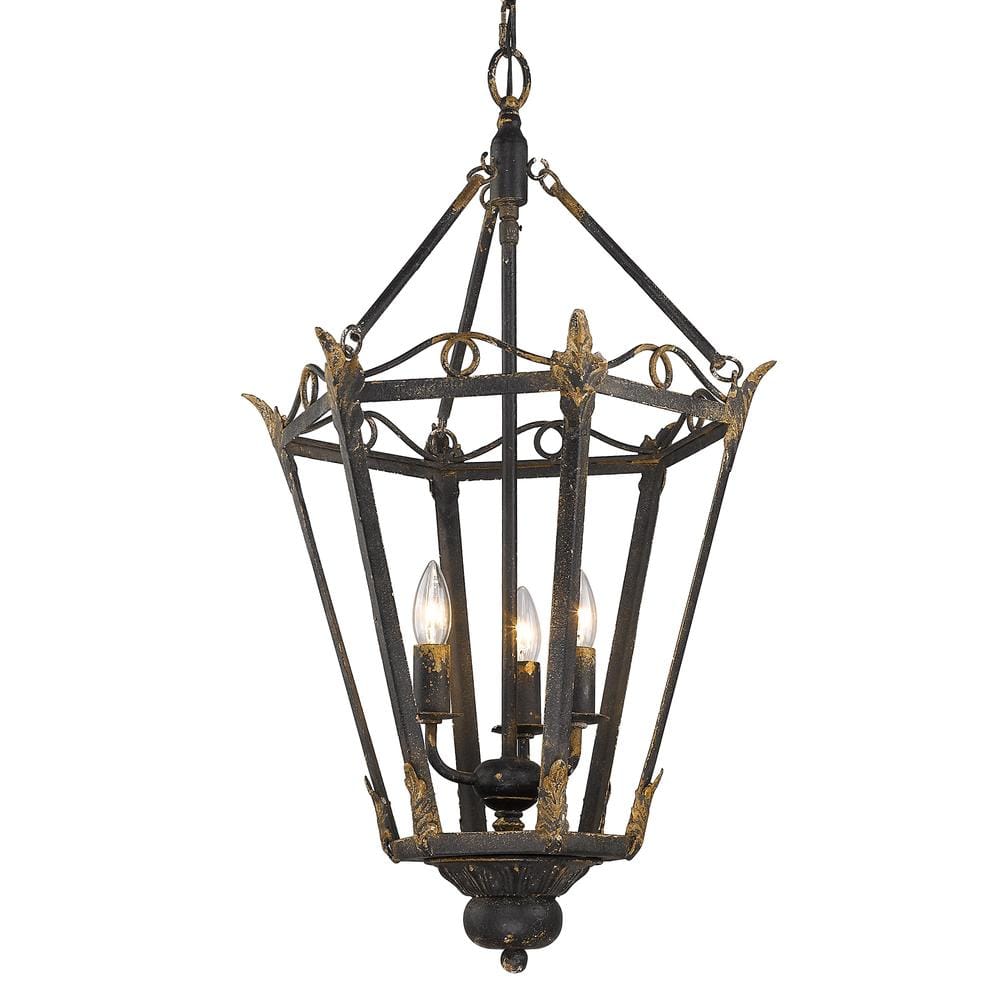 Matilda 3-Light Lantern Pendant, Antique Black Iron