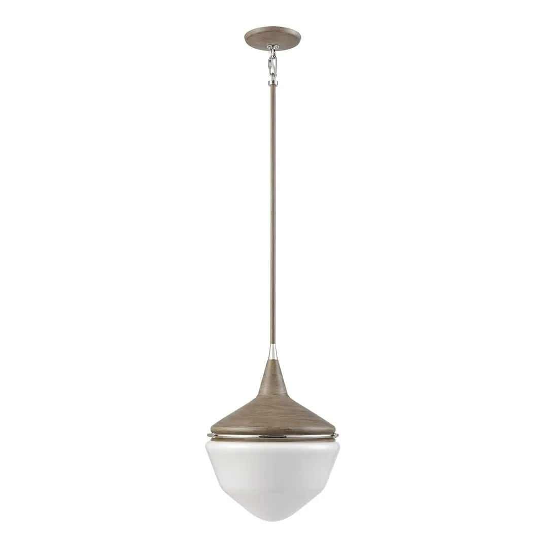 Mid-Century Schoolhouse 12" Mini Pendant, Pecan