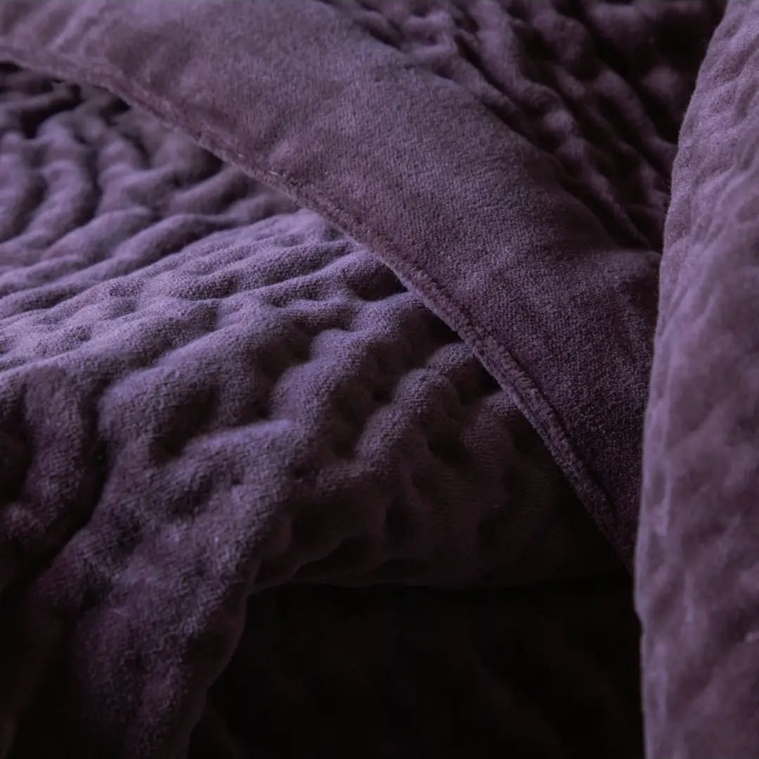 Haze Velvet Quilted Throw, Plum — additional view