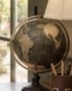 Vintage Globe on Black Turned Stand, 12"