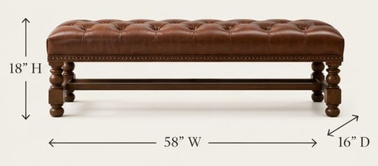 Tufted Leather Bed-End Bench — additional view