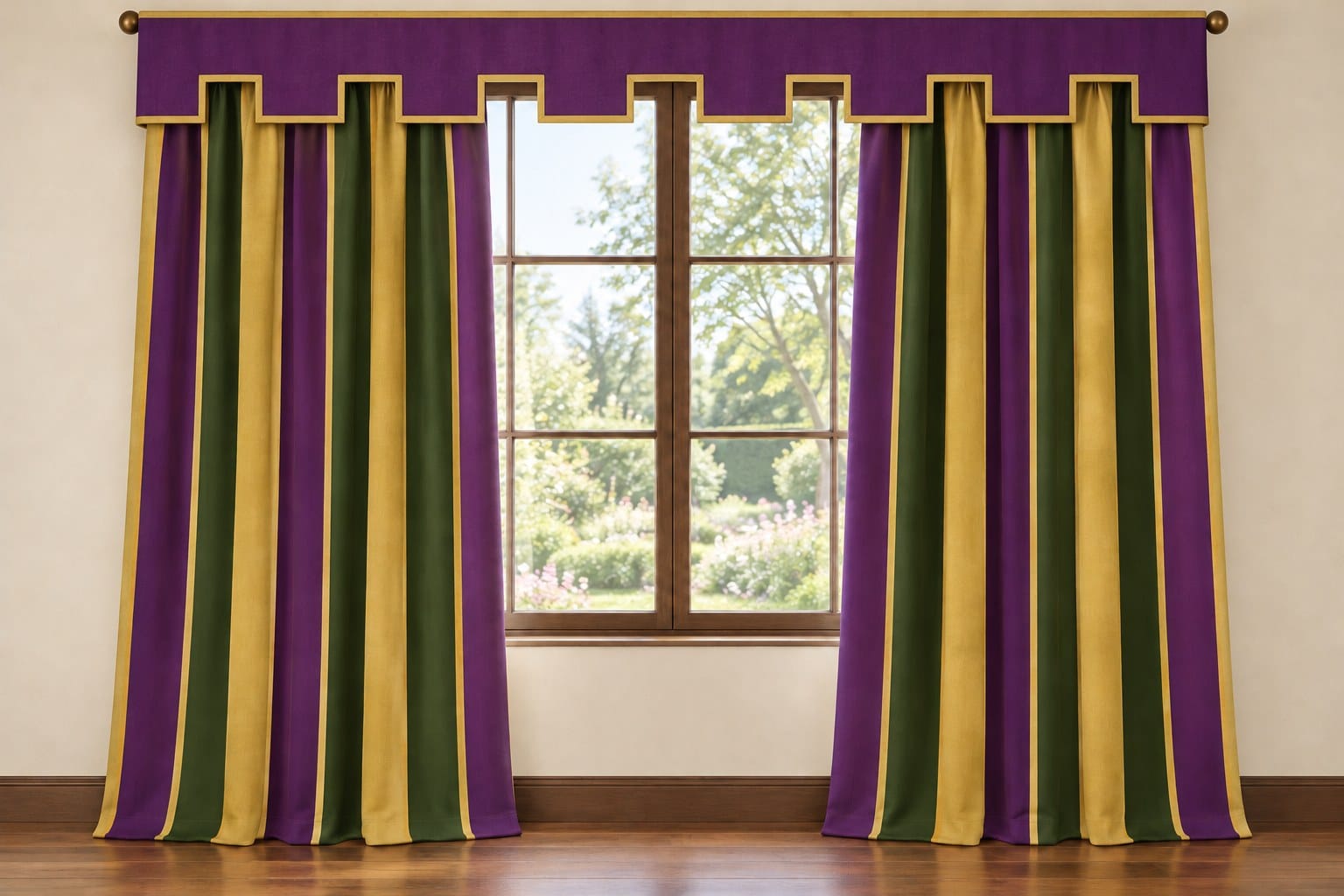 Battlement Valance, Purple & Green