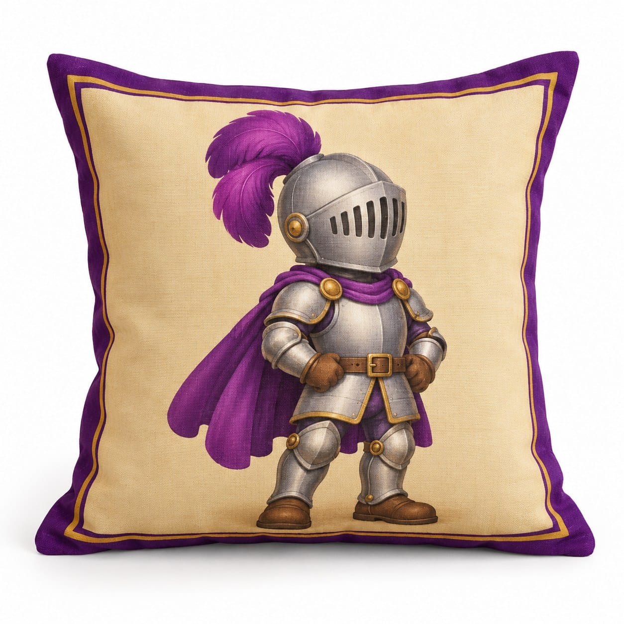 Mighty Knight Pillow, Purple & Green