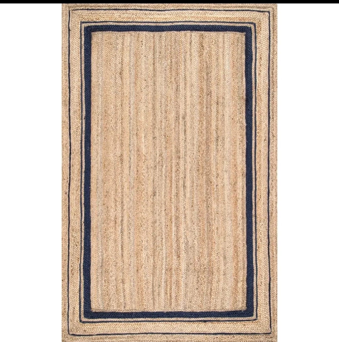 nuLOOM Rikki Braided Border Jute Rug, Navy — additional view