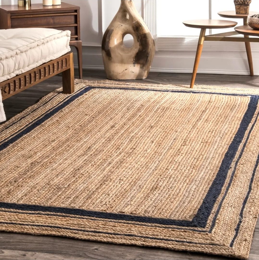nuLOOM Rikki Braided Border Jute Rug, Navy — additional view