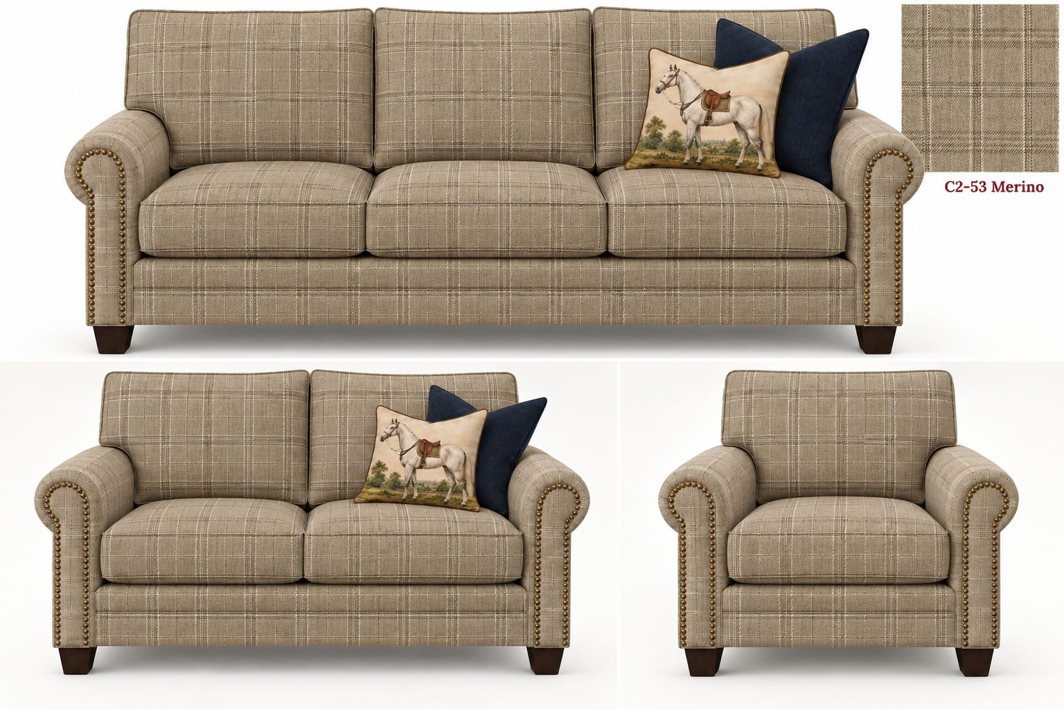 The English Roll-Arm Sofa, Merino Plaid — additional view