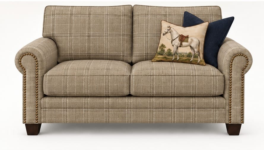 The English Roll-Arm Loveseat, Merino Plaid