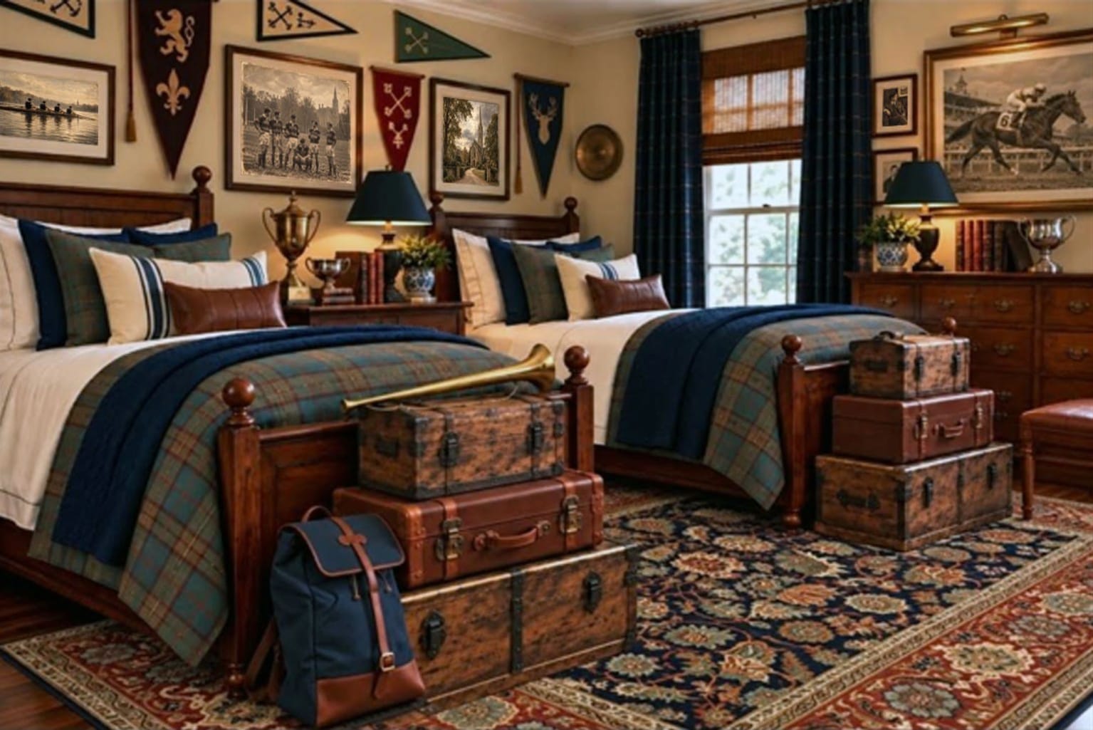 The Collegiate Guest Room — decorated room scene